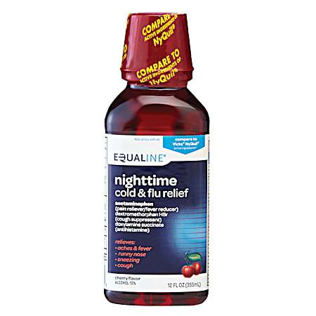 EQUALINE Nighttime 12 fl oz Cherry Cold & Flu Relief Liquid