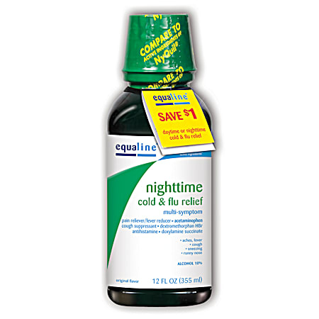 EQUALINE Nighttime 12 fl oz Cold & Flu Relief Liquid