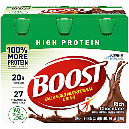 BOOST High Protein 8 fl oz Rich Chocolate Balanced Nutritional Drink - 6 Pk