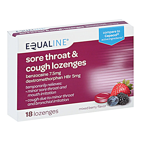 EQUALINE Mixed Berry Sore Throat & Cough Lozenges - 18 ct