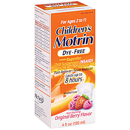 Children's Motrin 4 fl oz Dye-Free Berry Flavor Liquid Pain Reliever
