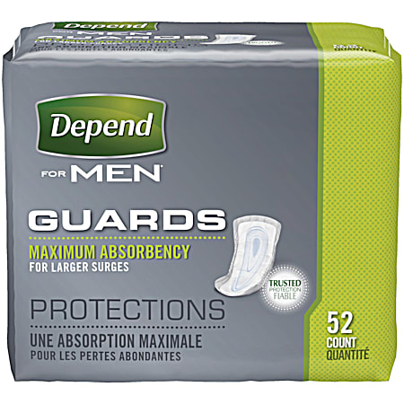 DEPENDS Maximum Absorbency Incontinence Guards for Men - 52 Ct