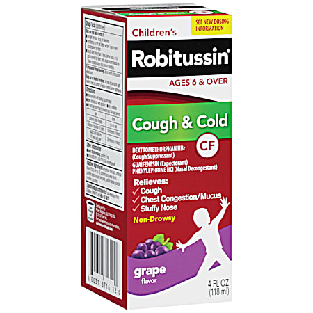 ROBITUSSN Children's 4 fl oz Grape Cough & Cold Relief Liquid