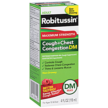 ROBITUSSN DM Max 4 fl oz Raspberry Cough & Chest Congestion Liquid