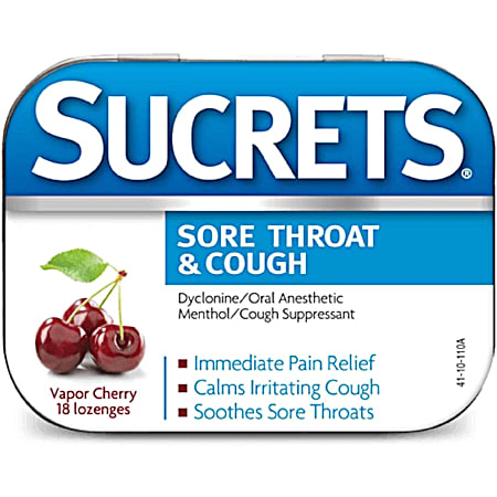 Vapor Cherry Sore Throat & Cough Lozenges - 18 ct
