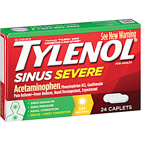Sinus Severe Pain & Congestion Relief Caplets - 24 ct