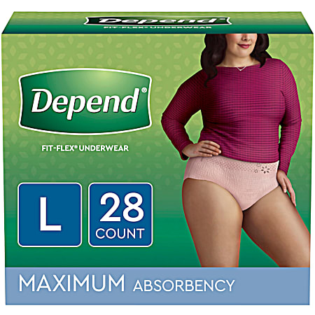 DEPENDS Fit-Flex Women's Large Maximum Bladder Protection Underwear - 28 ct