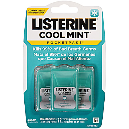 LISTERINE Pocketpaks Cool Mint Breath Strips - 72 ct