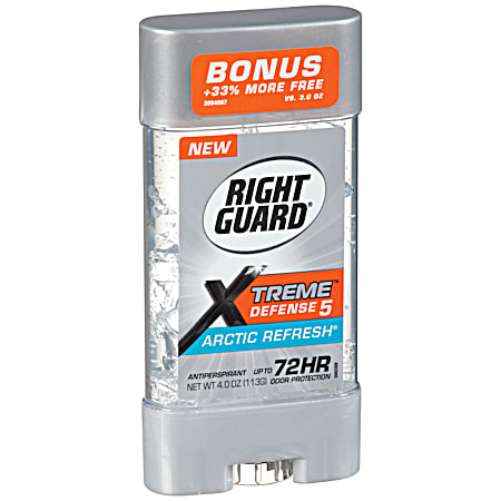 Right Guard 4 oz Xtreme Defense 5 Arctic Refresh Gel Antiperspirant