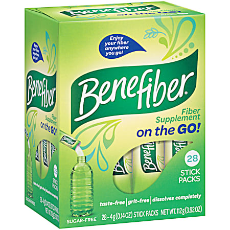 BENEFIBER Prebiotic On The Go Fiber Supplement Powder Drink Mix - 28 ct