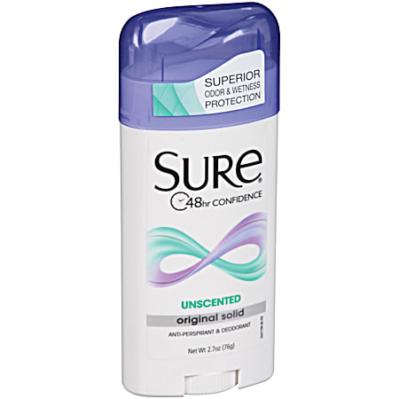 SURE 2.7 oz Unscented Solid Antiperspirant & Deodorant
