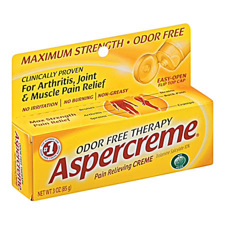 Odor Free Aspercreme 3 oz Pain Relieving Cream