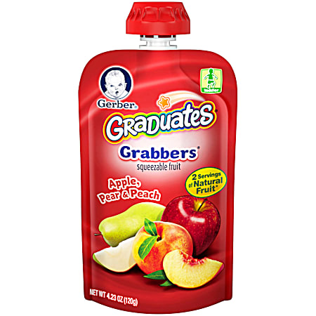 Gerber Graduates Grabbers 4.23 oz Apple/Pear/Peach Squeezable Fruit