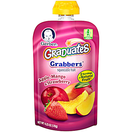Gerber Graduates Grabbers 4.23 oz Apple/Mango/Strawberry Squeezable Fruit