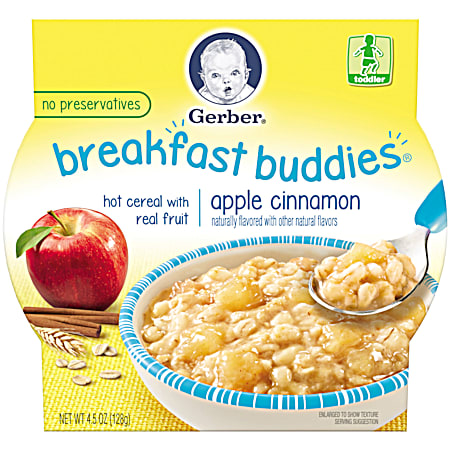 Gerber Breakfast Buddies 4.5 oz Apple Cinnamon Hot Cereal w/ Real Fruit