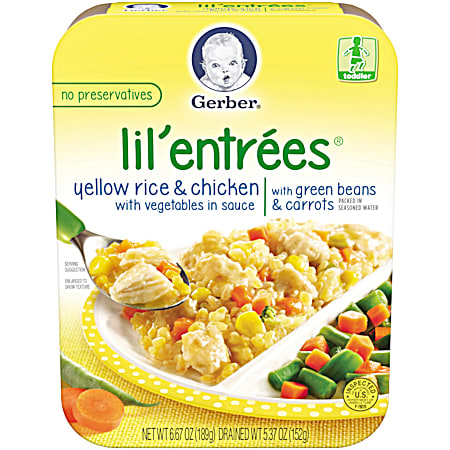 Lil' Entrees 6.67 oz Yellow Rice & Chicken w/ Green Beans & Carrots Toddler Meal