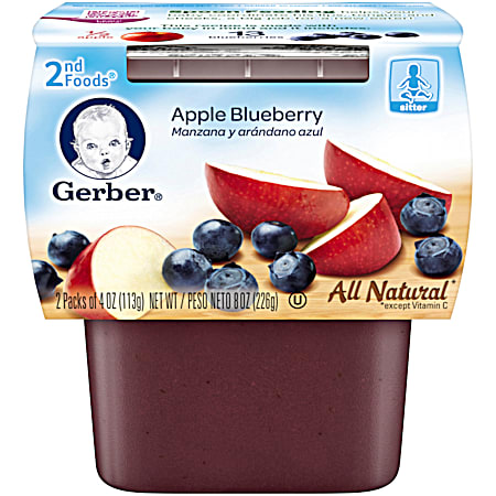 Gerber 2nd Foods 4 oz Apple/Blueberry Baby Food  - 2 Pk