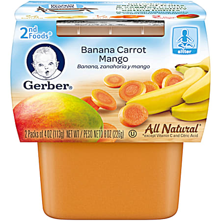 2nd Foods 4 oz Banana/Carrot/Mango Baby Food  - 2 Pk