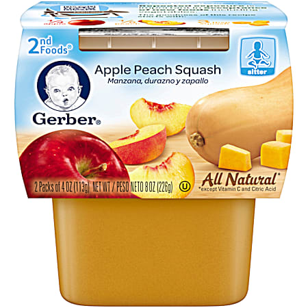 2nd Foods 4 oz Apple/Peach/Squash Baby Food  - 2 Pk