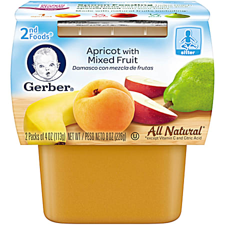 Gerber 2nd Foods 4 oz Apricot/Mixed Fruit Baby Food  - 2 Pk