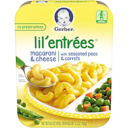 Lil' Entrees 6.67 oz Macaroni & Cheese w/ Peas & Carrots Toddler Meal