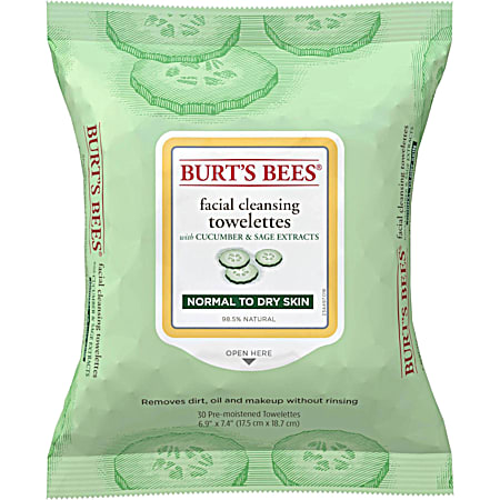 Burt's Bees Normal to Dry  Skin Facial Cleaning Towelettes - 30 ct