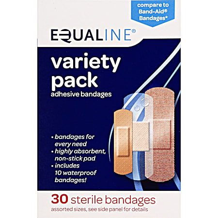 EQUALINE Variety Pack Adhesive Bandages - 30 ct