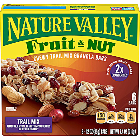 Nature Valley Fruit & Nut Trail Mix Granola Bars - 6 Pk