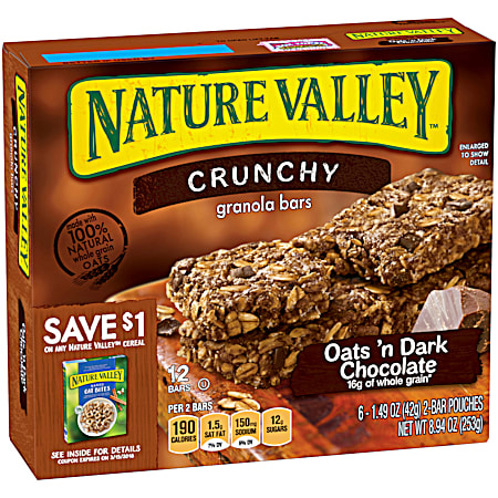 Nature Valley Crunchy Oats N Dark Chocolate Granola Bars - 12 Pk