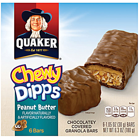 6.3 oz Chewy Dipps Peanut Butter Granola Bars - 6 Ct