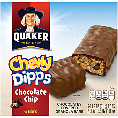 6.5 oz Chewy Dipps Chocolate Chip Granola Bars - 6 Ct