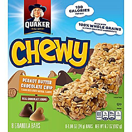 Chewy 6.7 oz Classic Peanut Butter Chocolate Chip Granola Bars - 8 Pk
