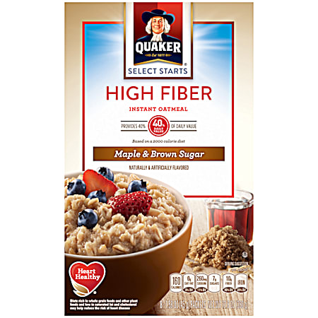Quaker 12.6 oz High Fiber Maple & Brown Sugar Instant Oatmeal - 8 Pk