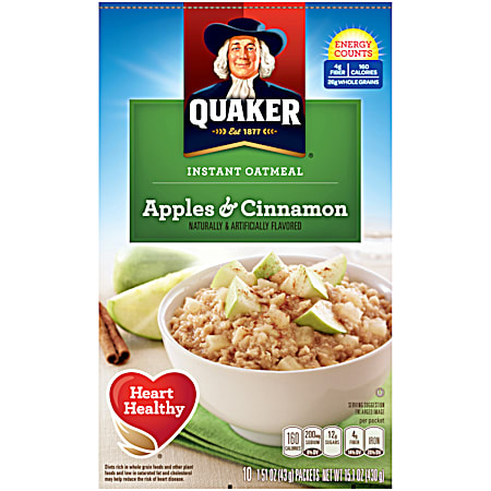 Quaker Apples & Cinnamon Heart Healthy Instant Oatmeal - 10 ct