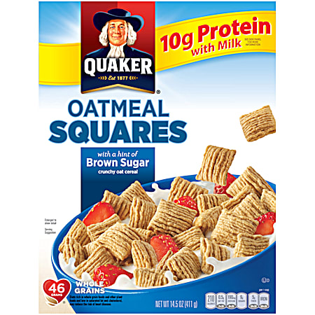Quaker 14.5 oz Oatmeal Squares Brown Sugar Crunchy Oat Breakfast Cereal
