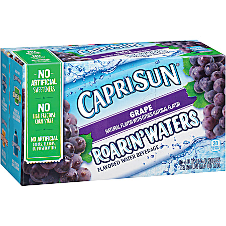 Roarin'Waters Grape Flavored Water Beverage - 10 Pk