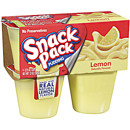 SNACK PACK 3.25 oz Individual Lemon Pudding Cups - 4 Pk