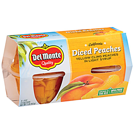 Del Monte Diced Yellow Cling Peaches in Light Syrup - 4 Pk