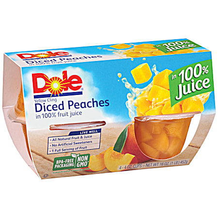 Diced Peaches in 100% Fruit Juice - 4 Pk