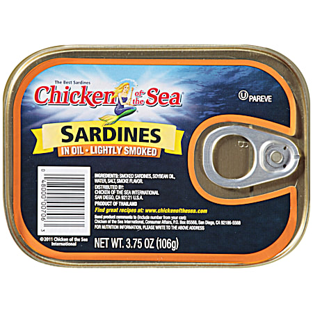 CHICKEN OF THE SEA 3.75 oz Lightly Smoked Sardines in Oil