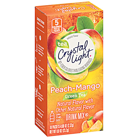 On The Go Peach Mango Green Tea Powdered Drink Mix - 10 pk