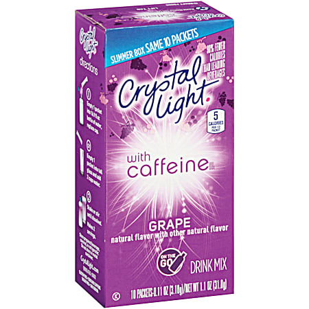 Crystal Light On The Go Grape w/ Caffeine Powdered Drink Mix - 10 pk
