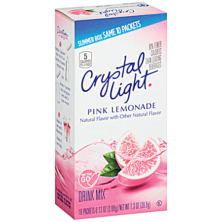 Crystal Light On The Go Pink Lemonade Powdered Drink Mix - 10 pk