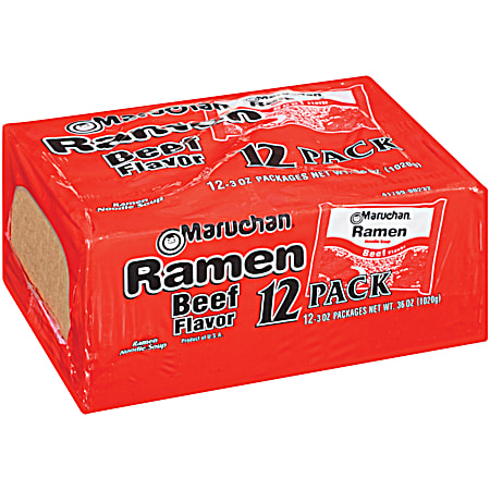 3 oz Ramen Beef Flavor Noodle Soup - 12 Pk