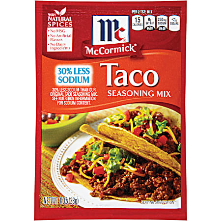 McCormick 1 oz 30% Less Sodium Taco Seasoning Mix
