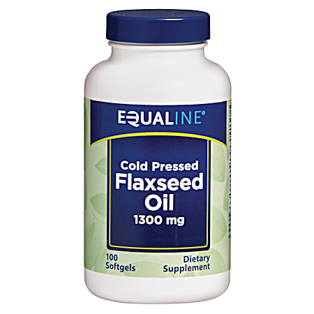 Cold Pressed Flaxseed Oil 1300mg Dietary Supplement Softgels - 100 ct