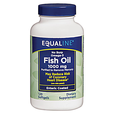 No Burp Omega-3 Fish Oil 1000mg Dietary Supplement Softgels - 120 ct