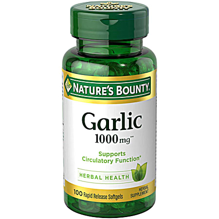 Garlic 1000mg Herbal Supplement Softgels - 100 ct