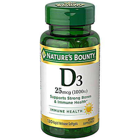 Vitamin D3 1000 IU Vitamin Supplement Softgels - 120 ct