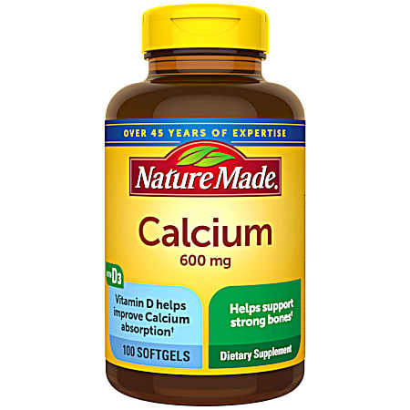 600 mg Calcium w/ Vitamin D Tablets - 100 Ct